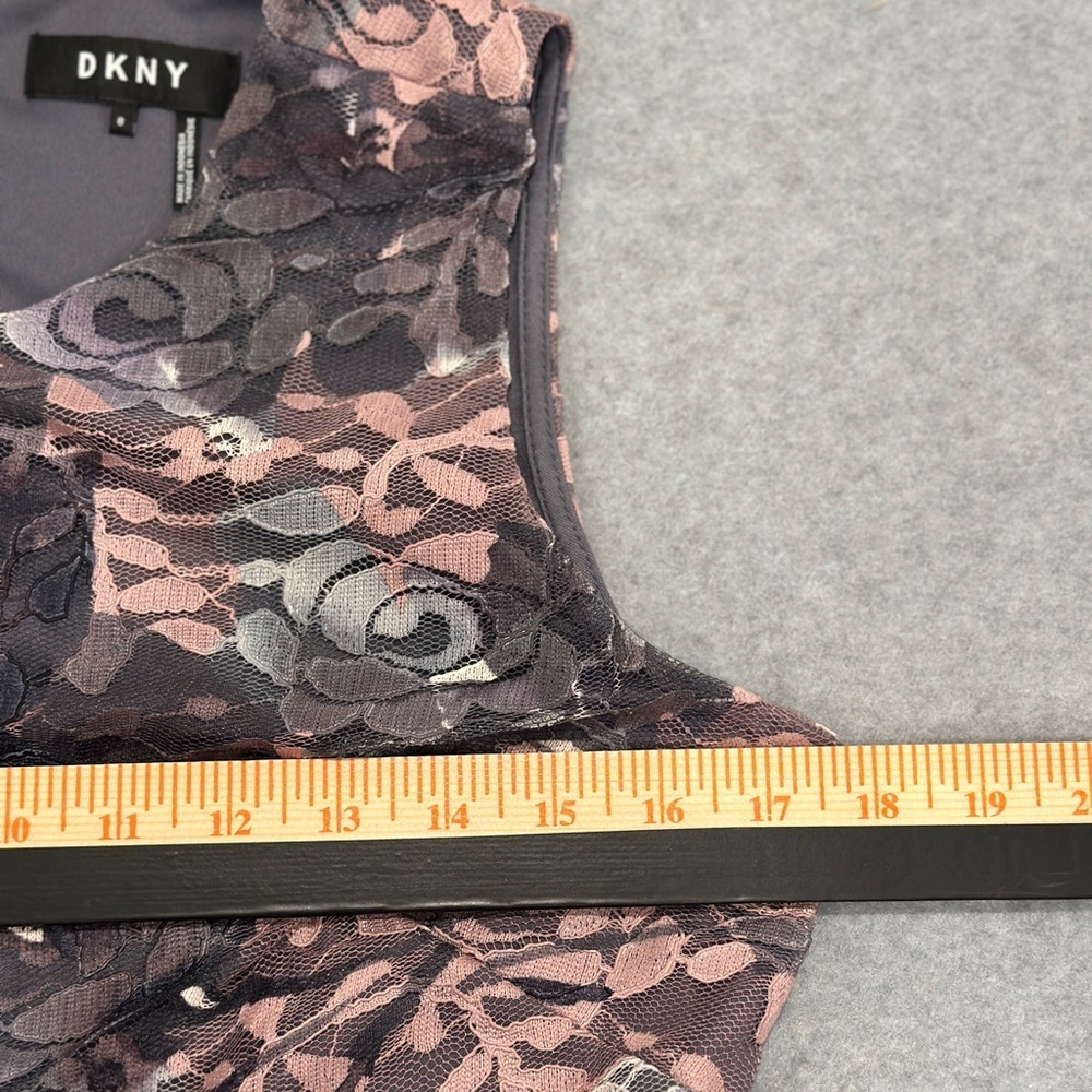 DKNY Pink & Gray Floral Lace Mini Dress - Picture 10 of 10